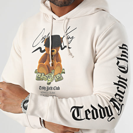 Teddy Yacht Club - Voorkant Cash Is King Beige Vintage Hoodie