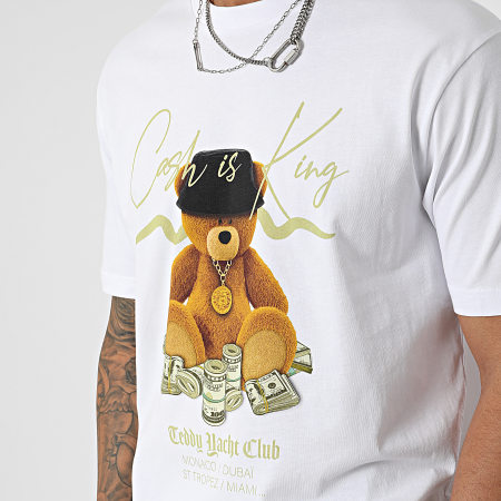 Teddy Yacht Club - Tee Shirt Oversize Large Front Cash Is King Blanc