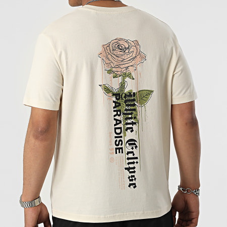 Luxury Lovers - Tee Shirt Oversize Large Paradise Roses Beige Vintage