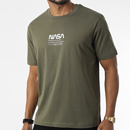 NASA - Camiseta de gran tamaño, grande, pequeña, verde caqui, administración
