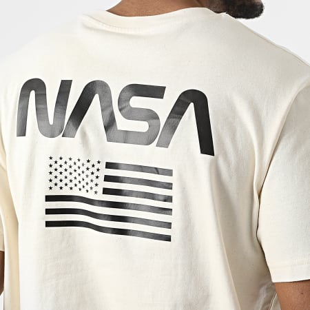 NASA - Camiseta extragrande beige con bandera grande