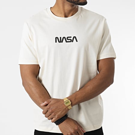 NASA - Maglietta oversize con bandiera grande beige
