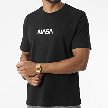 NASA - Camiseta extragrande negra con bandera grande