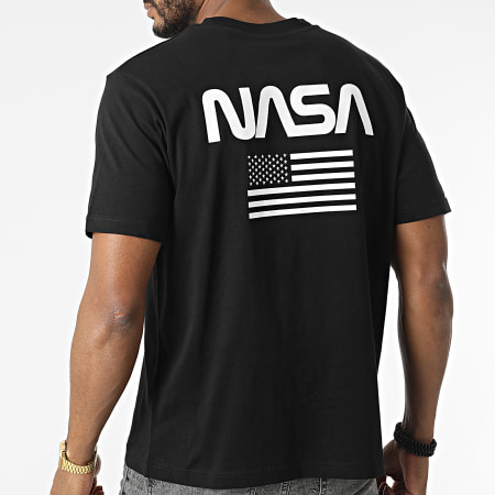 NASA - Camiseta extragrande negra con bandera grande