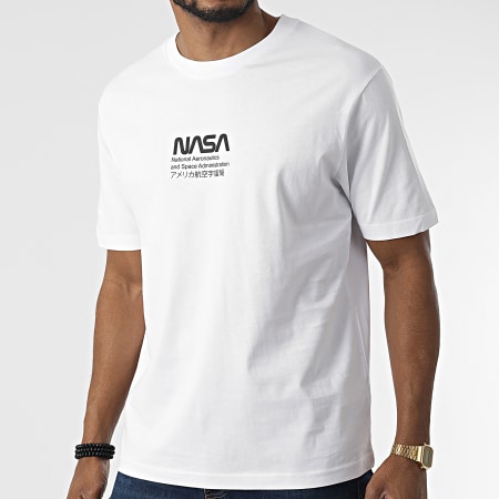 NASA - Camiseta extragrande grande Admin 2 Blanco Negro Naranja