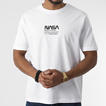NASA - Camiseta extragrande grande Admin 2 Blanco Negro Naranja