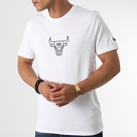 New Era - Tee Shirt NBA Chain Stitch Logo Chicago Bulls 13083915 Blanc