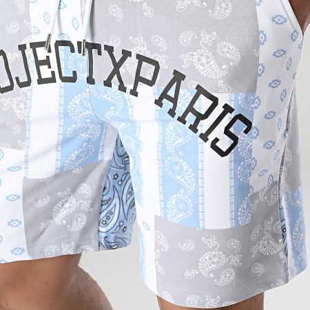Project X Paris - Short Jogging 2240195 Gris Blanc Bleu Clair Bandana