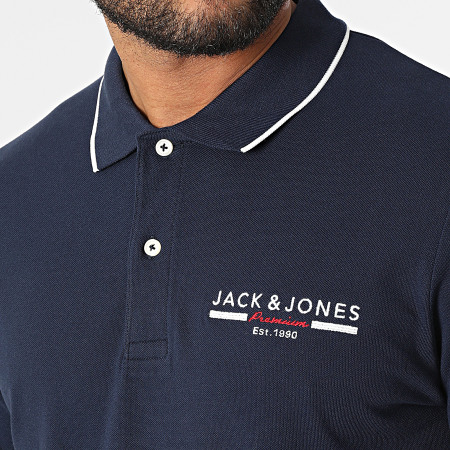 Jack And Jones - Polo A Manches Courtes Glow Bleu Marine