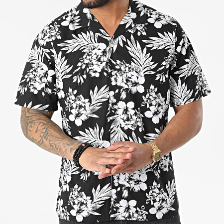Jack And Jones - Camisa de manga corta floral Coastal Resort negro blanco