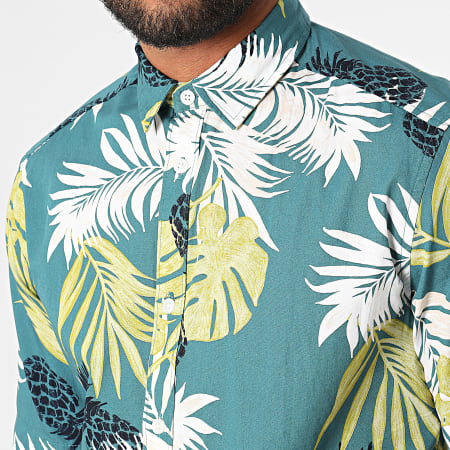 Only And Sons - Chemise A Manches Courtes Dirk Turquoise Foncé Floral