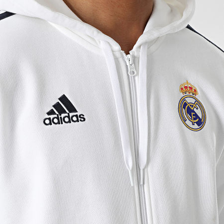 Adidas Sportswear - Real Madrid DNA HD1314 Top con zip e cappuccio a righe bianche