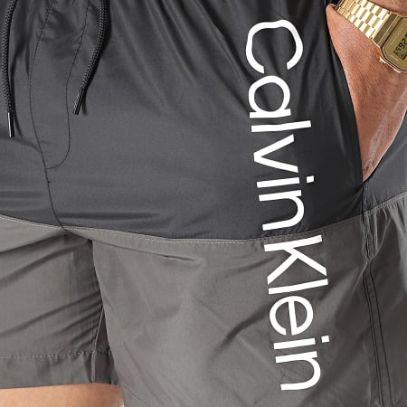Calvin Klein - Bañador Mediano Con Cordón 0729 Negro Gris Antracita