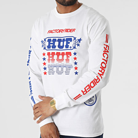 HUF - Tee Shirt A Manches Longues Factory Rider TS01626 Blanc