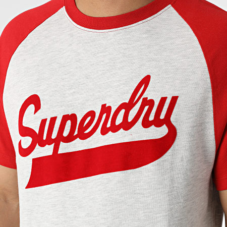 Superdry - Tee Shirt Vintage Americana Baseball M1011324A Gris Chiné Rouge