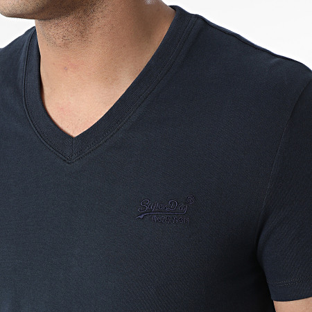 Superdry - Tee Shirt Col V Vintage Logo Embroidery M1011170A Bleu Marine