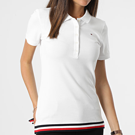 Tommy Hilfiger - Polo A Manches Courtes Femme Global Stripe 4650 Blanc