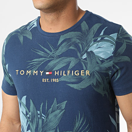Tommy Hilfiger - Tee Shirt Palm Floral Logo 8519 Bleu Marine