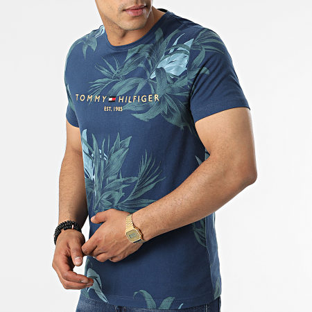 Tommy Hilfiger - Maglietta con logo floreale Palm 8519 blu navy