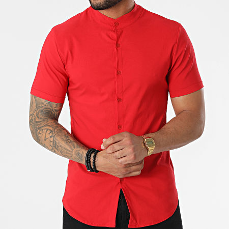 Uniplay - Chemise Manches Courtes Col Mao UP-C115 Rouge