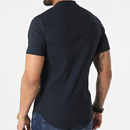 Uniplay - Camicia a manica corta con colletto Mao UP-C115 blu marino