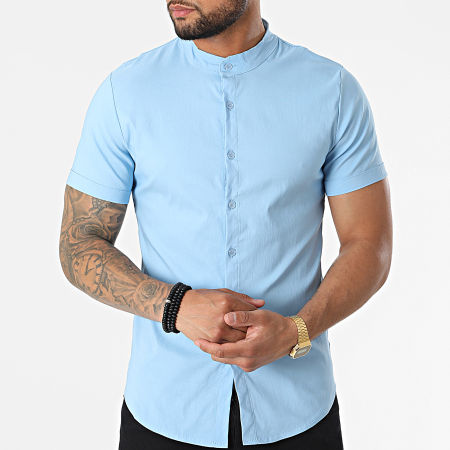 Uniplay - Camicia a maniche corte Collo Mao UP-C115 Azzurro