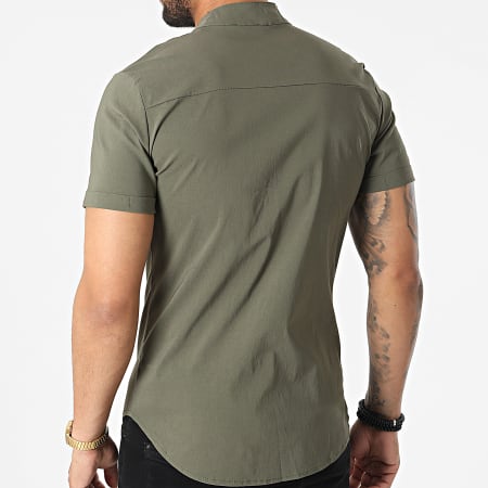 Uniplay - Camicia a maniche corte collo Mao UP-C115 Verde kaki