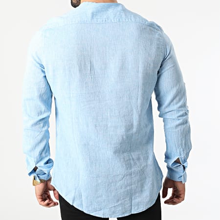 Armita - Camisa Cuello Tunecino Manga Larga JCH-802 Azul Claro Jaspeado