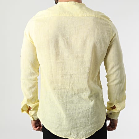 Armita - JCH-802 Camicia con collo tunisino a maniche lunghe, giallo