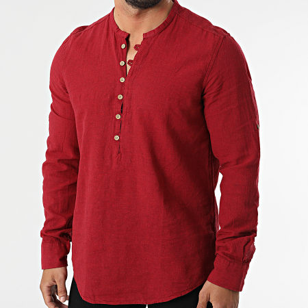 Armita - JCH-802 Camicia rossa a maniche lunghe con collo tunisino