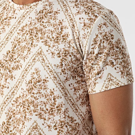 Frilivin - Camiseta oversize floral beige