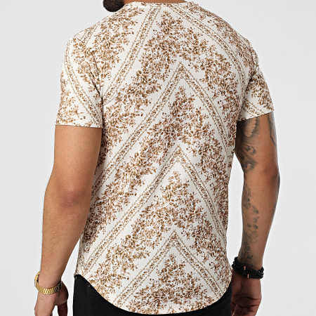 Frilivin - Camiseta oversize floral beige