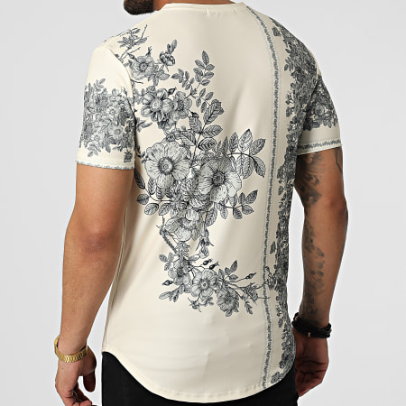 Frilivin - Tee Shirt Oversize 15808 Beige Gris Floral