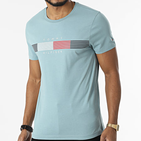 Tommy Hilfiger - Tee Shirt Chest Corp Stripe Graphic 5612 Bleu Clair