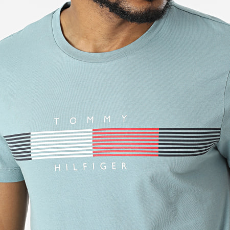 Tommy Hilfiger - Tee Shirt Chest Corp Stripe Graphic 5612 Bleu Clair
