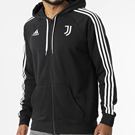 Adidas Sportswear - Juventus DNA HD8875 Top con zip e cappuccio a righe nere