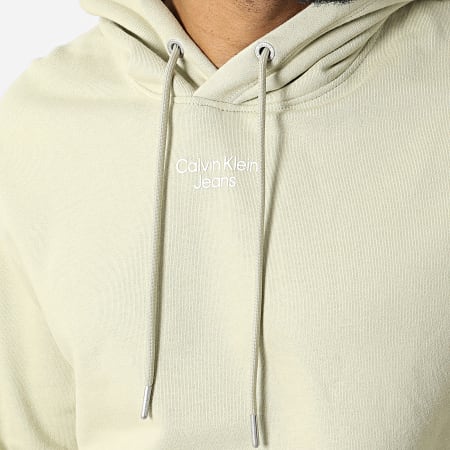 Calvin Klein - Felpa con cappuccio con logo impilato 0604 Beige