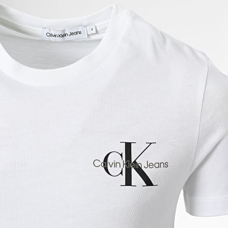 Calvin Klein - Camiseta Infantil Monograma Pecho 1231 Blanco