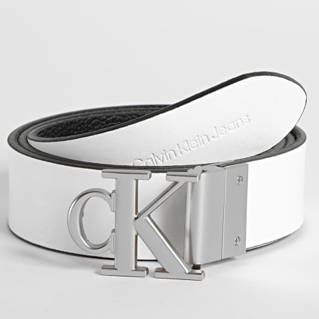 Calvin Klein - Cintura donna reversibile a piastra mono rotonda 9835 Nero Bianco