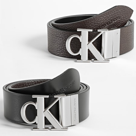 Calvin Klein - Cintura reversibile tonda Mono Plate 9536 nero marrone