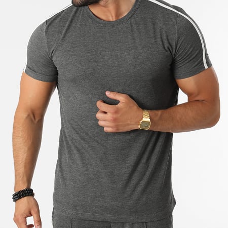 Frilivin - Set di maglietta a righe e pantaloncini da jogging BM1390 Grigio antracite
