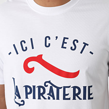 La Piraterie - Tee Shirt Ici C'est La Piraterie Blanc Bleu Marine