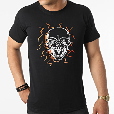 Untouchable - Tee Shirt Electric Skull Noir Orange