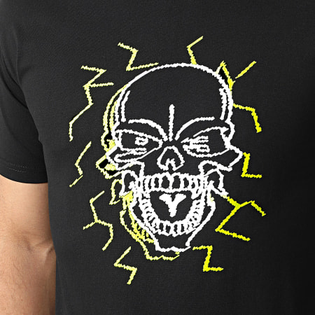 Untouchable - Tee Shirt Electric Skull Noir Jaune