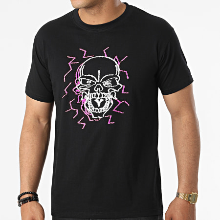 Untouchable - Tee Shirt Electric Skull Noir Rose