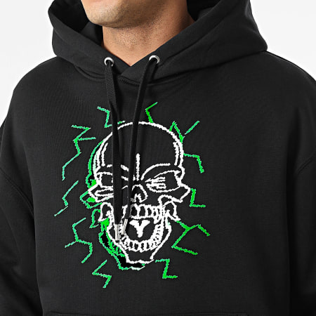 Untouchable - Sweat Capuche Electric Skull Noir Vert