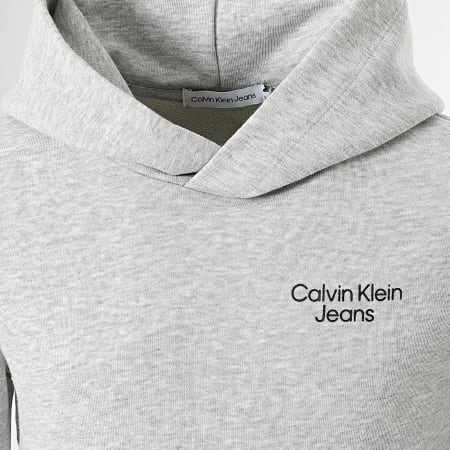 Calvin Klein - Sudadera con capucha para niños Stack Logo 1293 Heather Grey