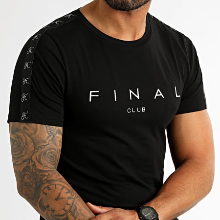 Final Club - Maglietta con strisce Premium Fit Logo 1005 Nero