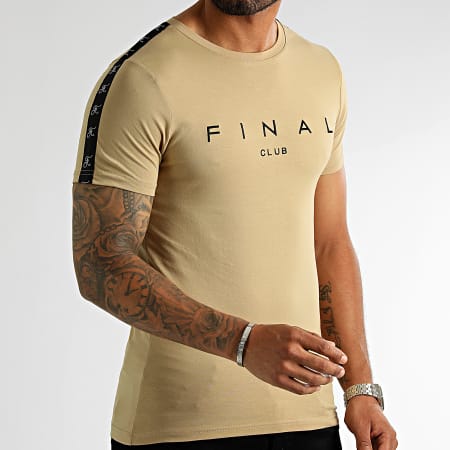 Final Club - Camiseta 1006 Premium Fit con rayas y logo Beige
