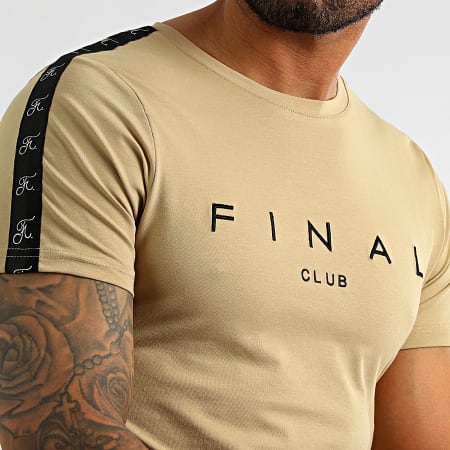 Final Club - Maglietta con strisce Premium Fit Logo 1006 Beige